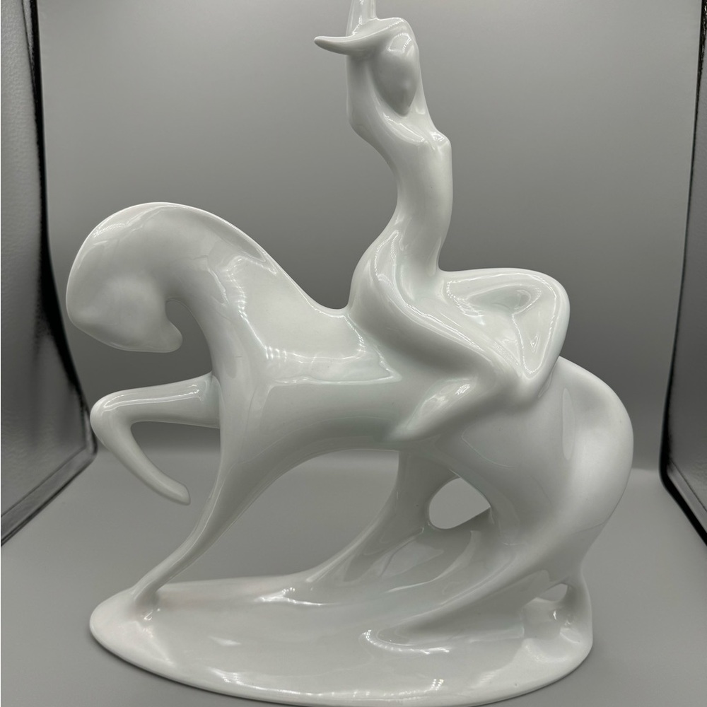 ROYAL DUX BOHEMIA CZECH Jaroslav Jezek Lady Godiva Riding the White Horse 1960